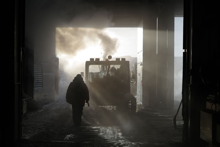 foggy bulldozers