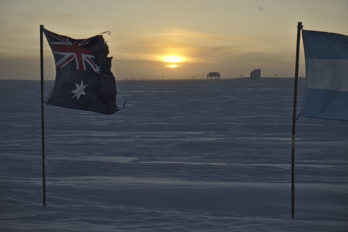 Tattered flag flapping in wind