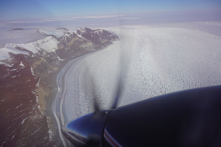 aerial view from plane of antarctic range
