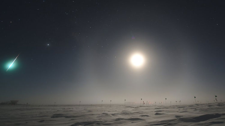 bright moon and meteor