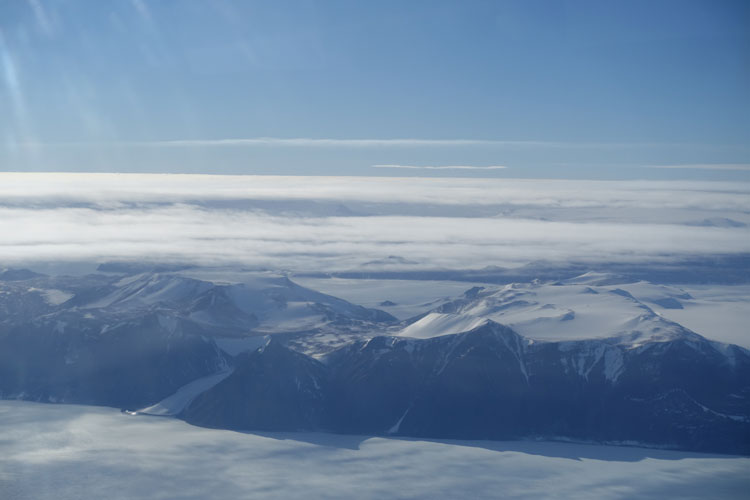 View from plane of Antarctic mountains