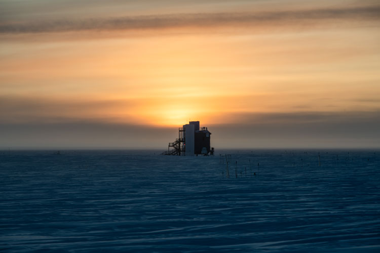 IceCube Lab from the side, at sunset