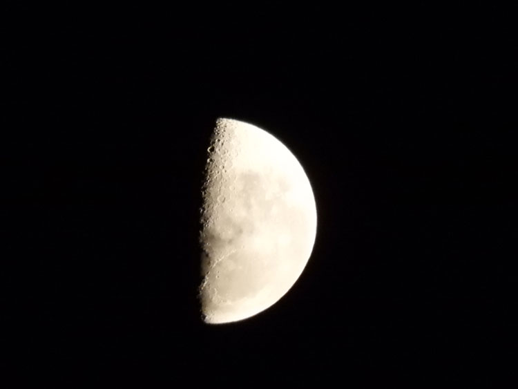 Close up on waning moon.