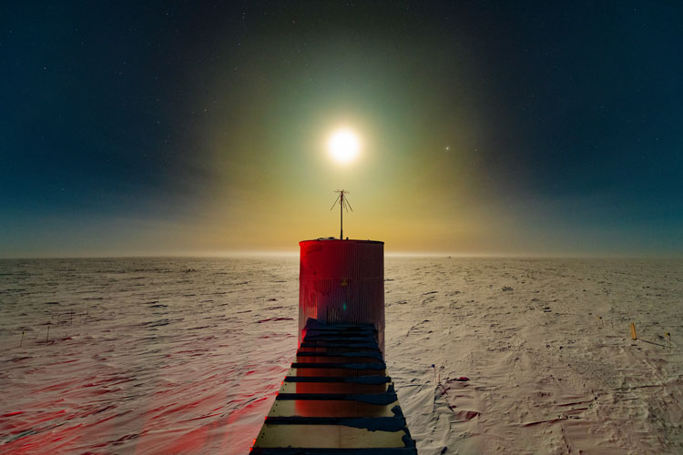 Bright moon from above IceCube Lab