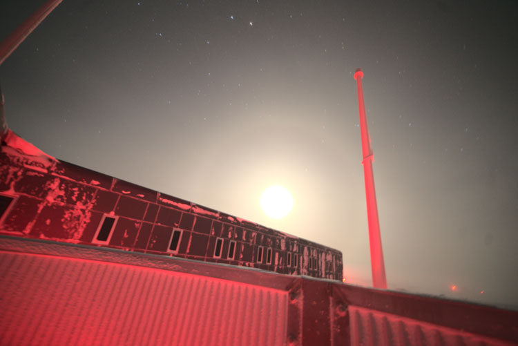 Moon over South Pole station