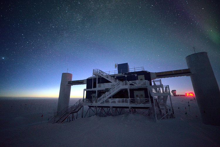 IceCube Lab with dawn just breaking on horizon