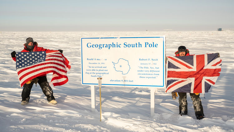 South Pole station had their final all-hands meeting, at which they held their yearly raffle of flags that had been outside all winter.