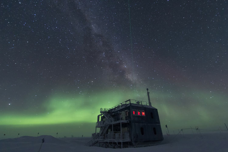 Aurora lighting up the sky behind the ARO