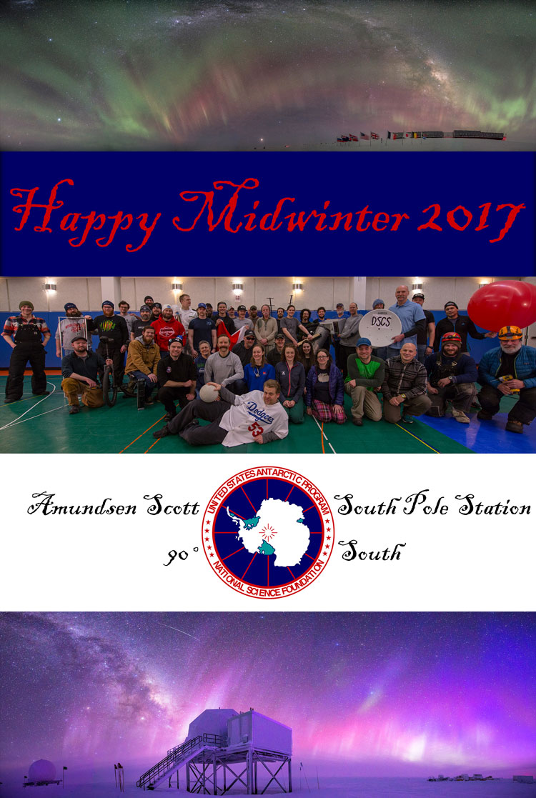 Midwinter greeting card from South Pole station