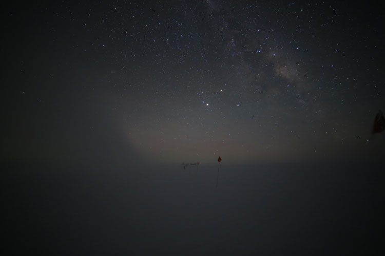 South Pole landscape under starry sky