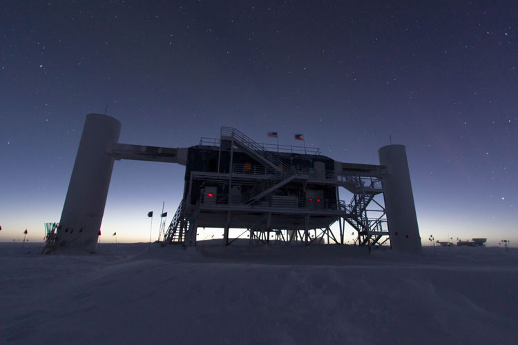 Station at Pole with sunset behind