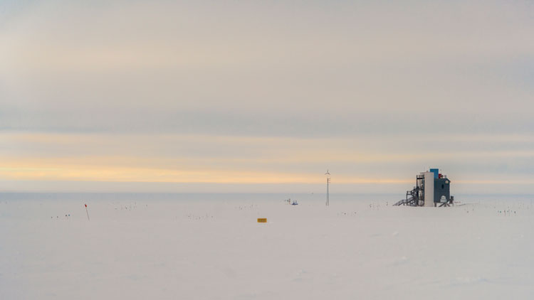 View of IceCube Lab from geographic South Pole