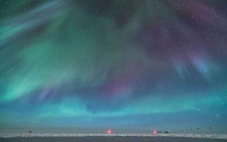 Sky full of auroras at the South Pole