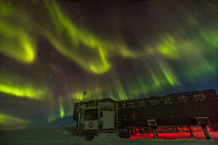 Nice aurora shower over station