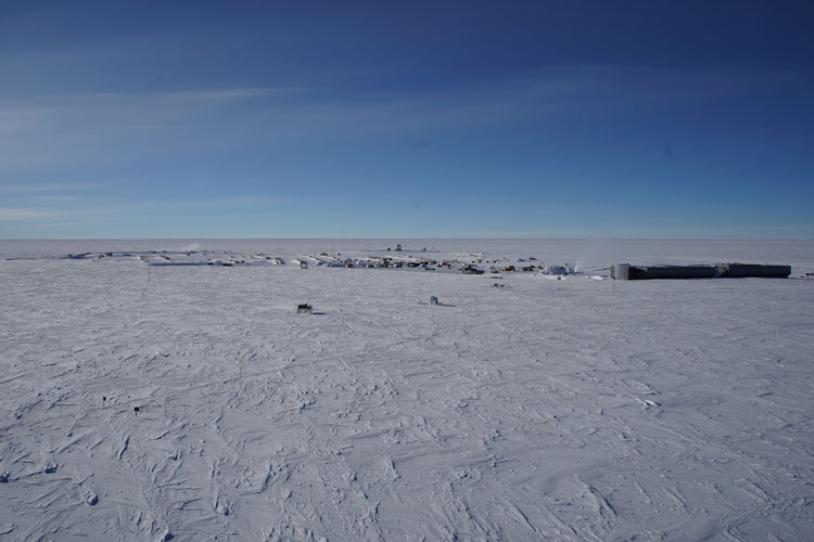 Bird's-eye view of South Pole station taken from top of weather tower