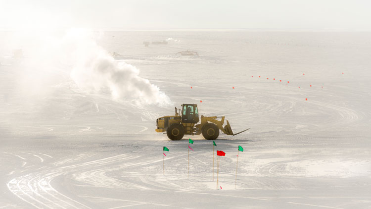 Lone bulldozer at South Pole