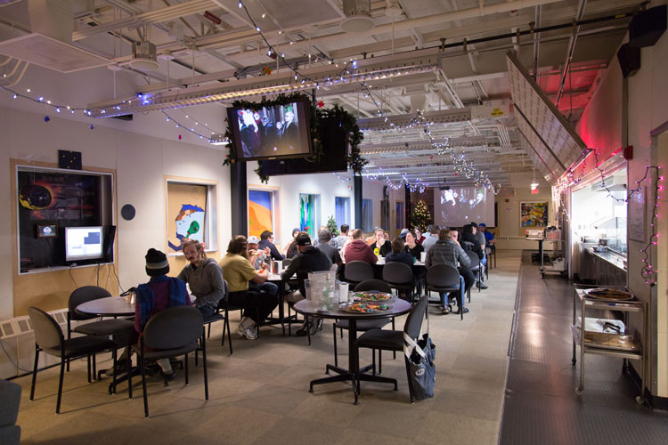 Dinner in galley of South Pole station