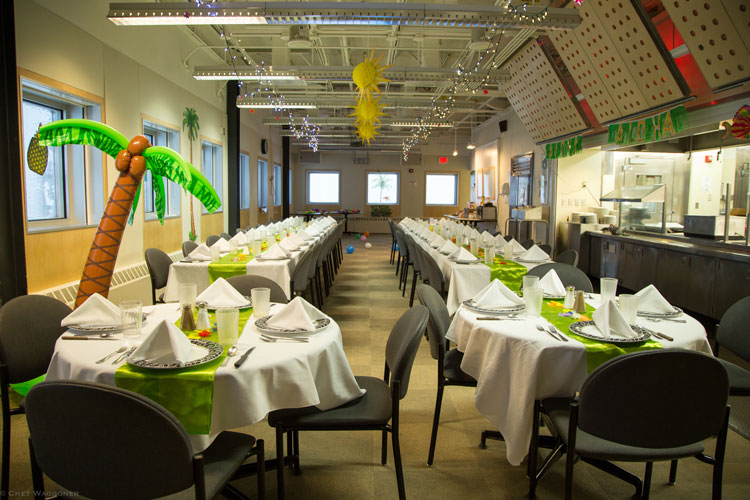 South Pole galley set up for sunrise dinner