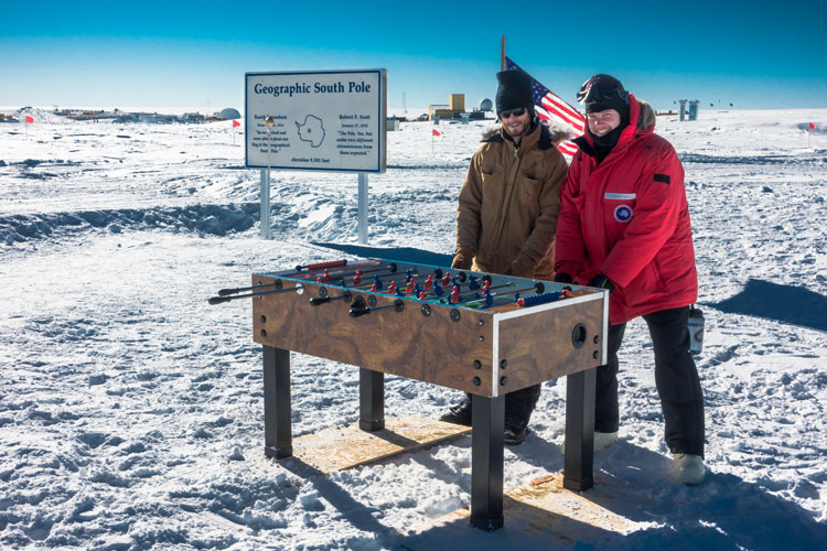 Foosball table outside at the South Pole