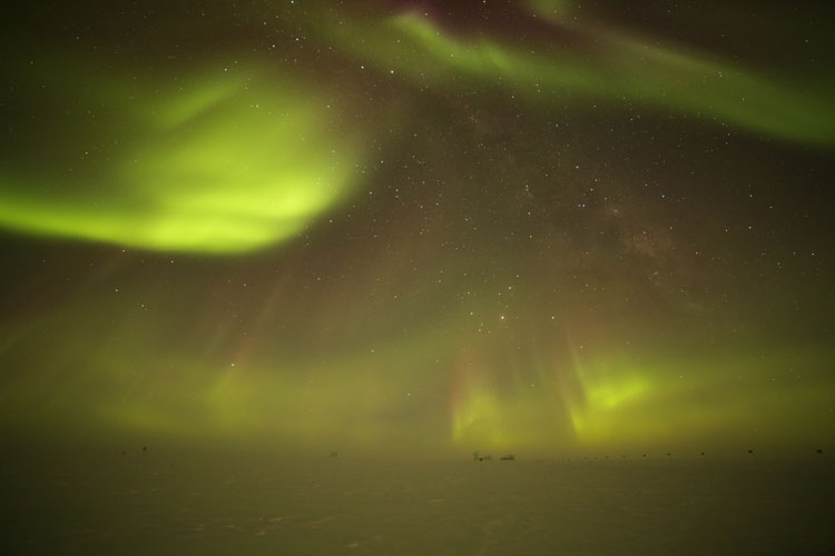 South Pole sky ablaze with auroras