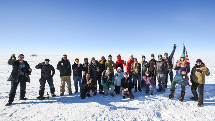 Group shot outside at South Pole new year's day