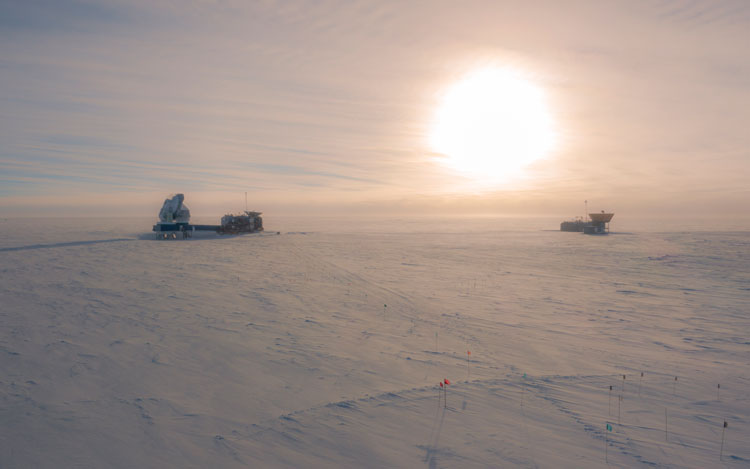 South Pole buildings, close to sunset