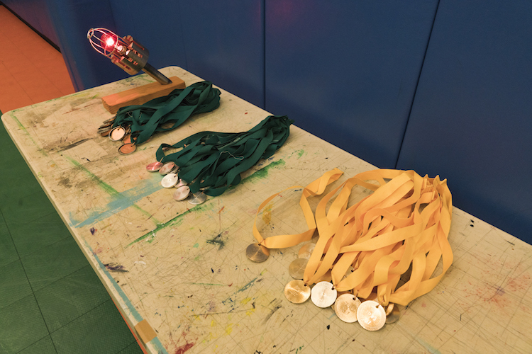 Piles of medals on a table