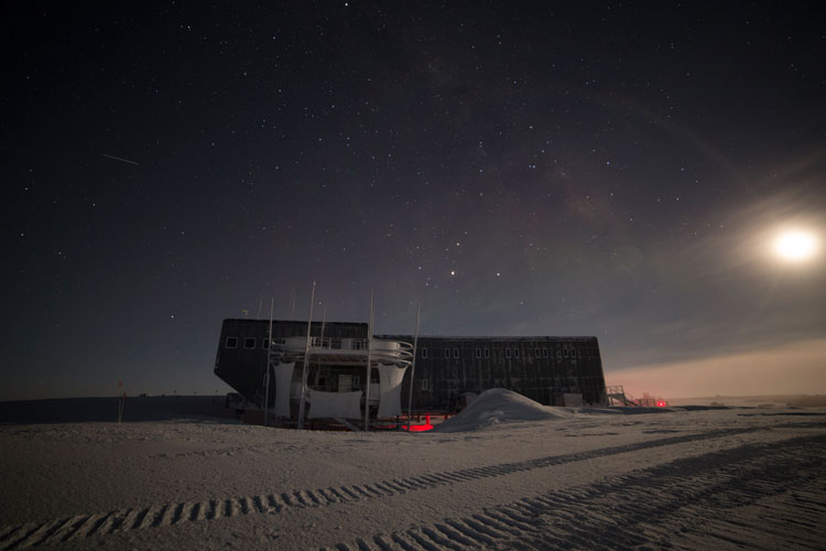 bright moon over South Pole station