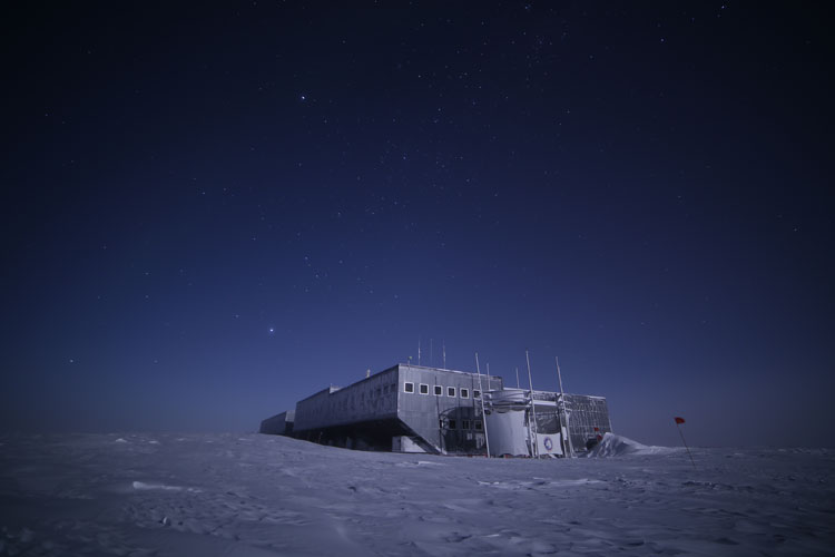 Moonlit South Pole station