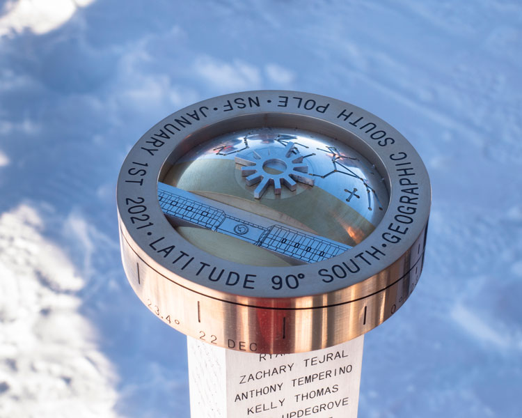 New geographic South Pole marker for 2021, top view