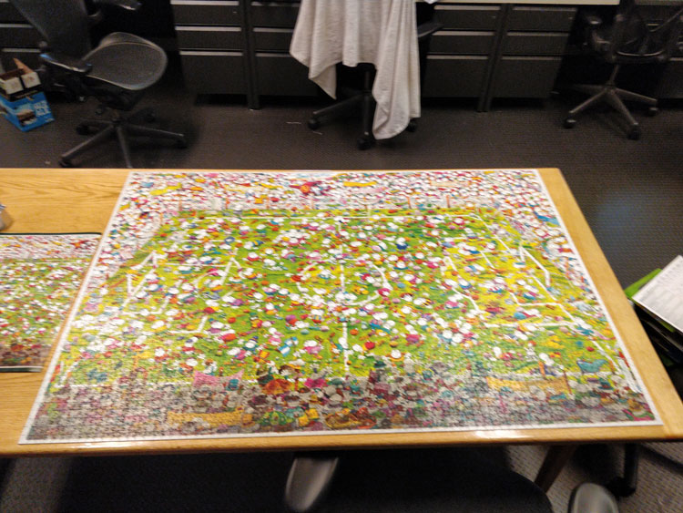 large completed jigsaw puzzle