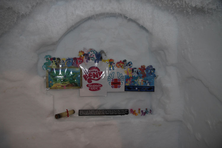 toys shrine in ice tunnel