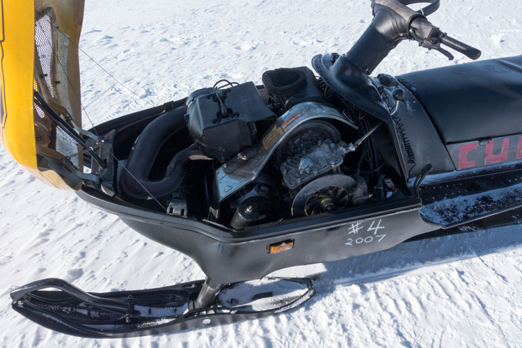 exposed snowmobile engine