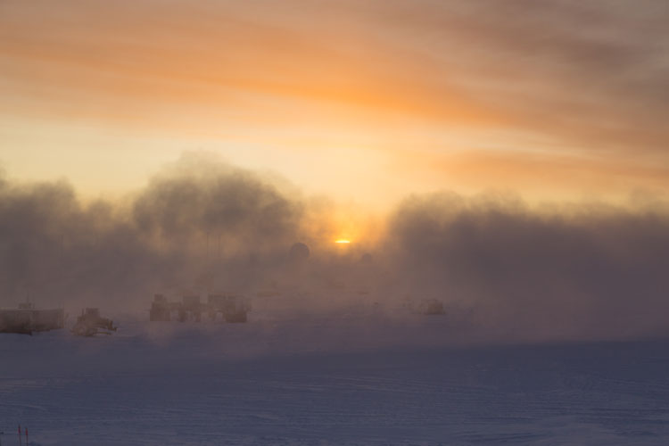 Sun peeking over horizon at South Pole