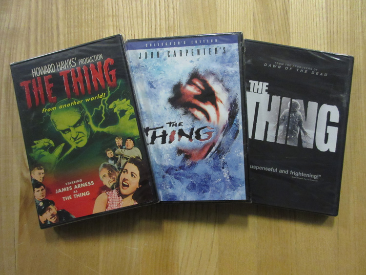 Three DVD cases for The Thing