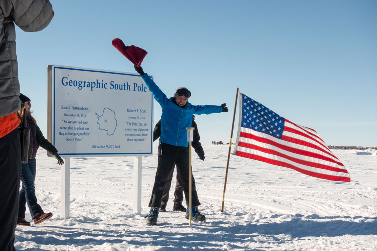 Unveiling new South Pole marker 